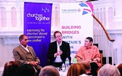 Palestinian Bassam Aramin, Jonathan Freedland and Israeli Robi Damelin Palestinian Bassam Aramin, Jonathan Freedland and Israeli Robi Damelin