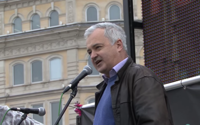 Andrew Murray speaking during a Stop The War Coalition demo (Screenshot from Youtube)