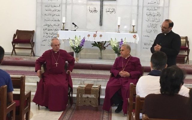 Archbishop with Iraqi Christians in Jordan (Credit: Justin Welby on Twitter)