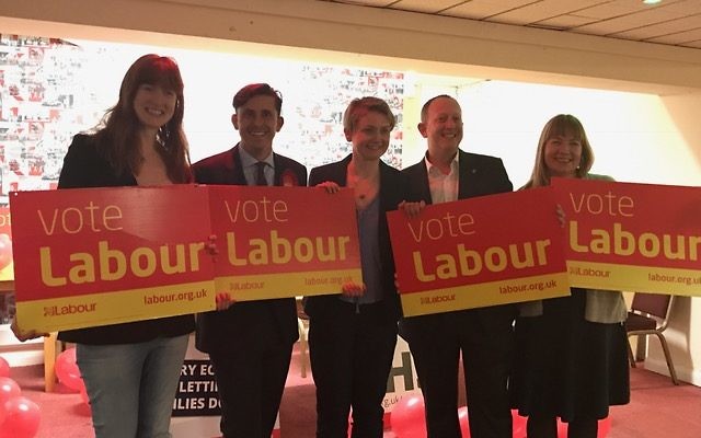Mike Katz (second left) with Yvette Cooper (centre) and Jeremy Newmark (second from the right) alongside, Emma Whysall (far right) and Fiona Smith