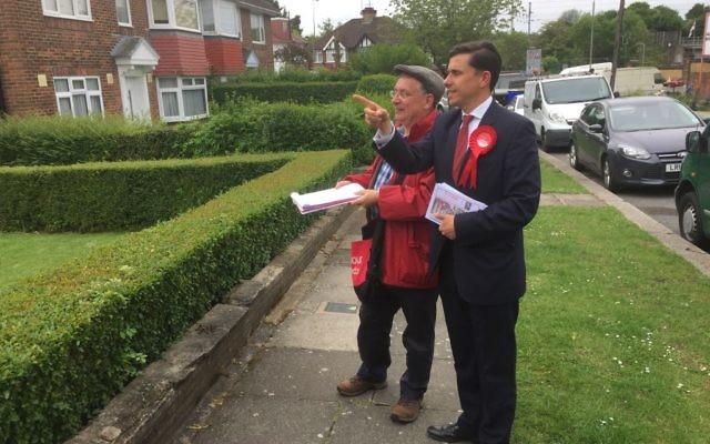 Mike Katz in the campaign trail, right, alongside London Assembly member Andrew Dismore