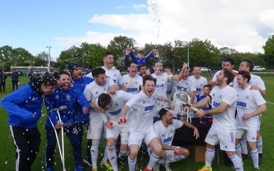 London Lions celebrate winning the Aubrey Cup - to complete an historic league and cup treble