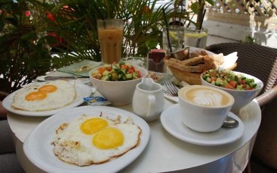 Israeli breakfast served at Café Café