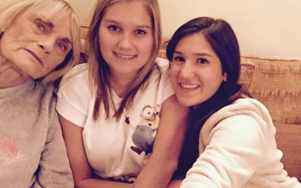Michaela, right, with her sister Amy, and grandmother Judy