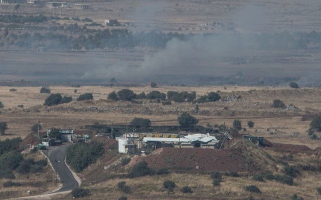 Smoke rise from Syrian village as a result of fighting near the city of Quneitra, in the Golan Heights, 24 June 2017. An Israeli army spokesman reported that in response to over ten projectiles launched from Syrian soil which hit Israel, Israeli aircraft targeted the position from which the launches originated and struck tanks belonging to the Syrian regime in the Northern Syrian Golan Heights. An official protest has been filed with United Nations Disengagement Observer Force (UNDOF).   Photo by: Ayal Margolin- JINIPIX