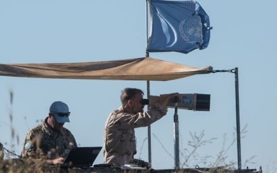United Nations staff at an outpost overlooking the Golan Heights 

 Photo by: Ayal Margolin- JINIPIX