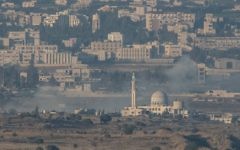 Smoke rise from Syrian village as a result of fighting in the Golan Heights, 2017
 
 Photo by: Ayal Margolin- JINIPIX