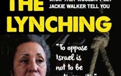 A poster advertising the event on her 'lynching' by supporters of the Jewish state