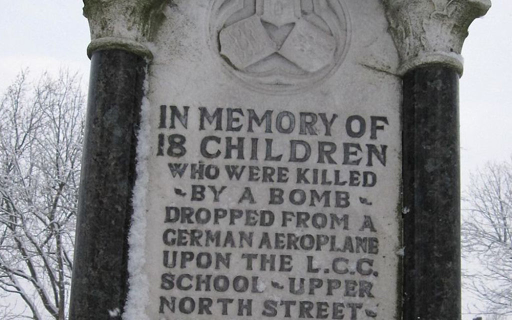 The memorial in Poplar Recreation Ground
