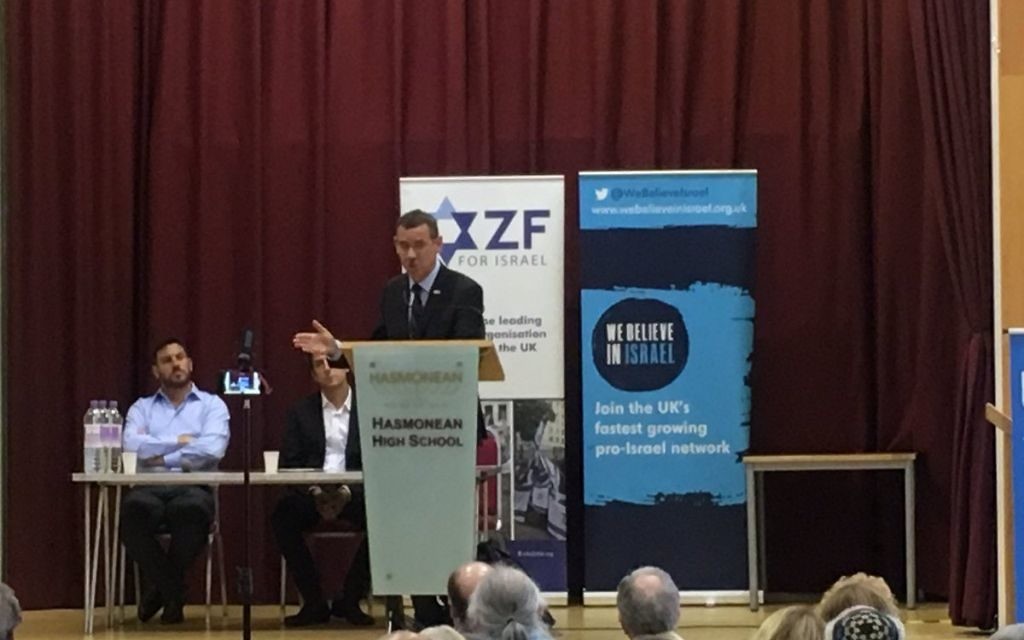 Israeli envoy to the UK Mark Regev addresses the conference on Sunday