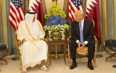 Qatari Emir Tamim bin Hamad Al Thani with U.S. President Donald Trump in May 2017