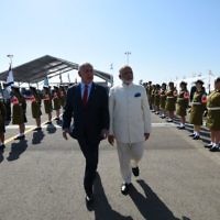 Narendra Modi with Israeli leader Benjamin Netanyahu
