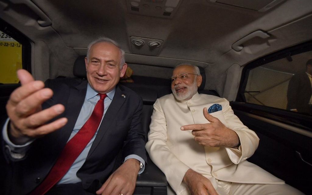 Narendra Modi with Israeli leader Benjamin Netanyahu