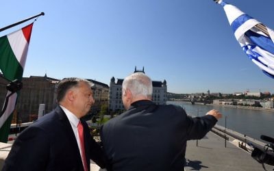 Viktor Orban showing Benjamin Netanyahu  Budapest