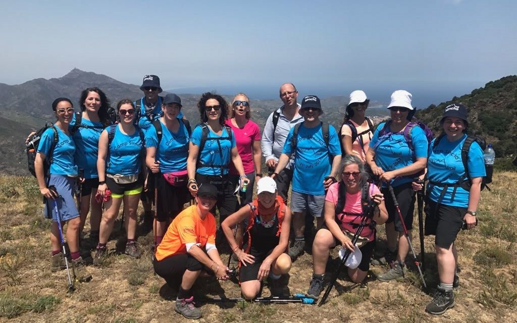 At the top, crossing the border from France to Spain.