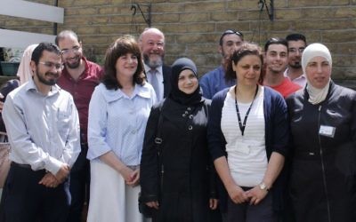 Group shot of students and teachers during Chief Rabbi visit