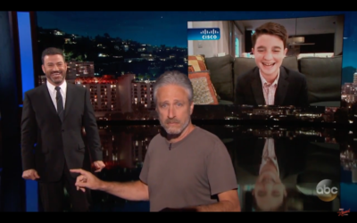 Jon Stewart crashing Jimmy Kimmel live