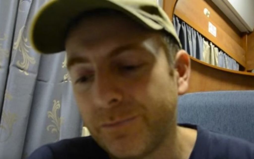 Russian-Ukrainian-Israeli blogger Alexander Lapshin, seen in a September 2014 video. (Screen capture: YouTube). Source: the Times of Israel