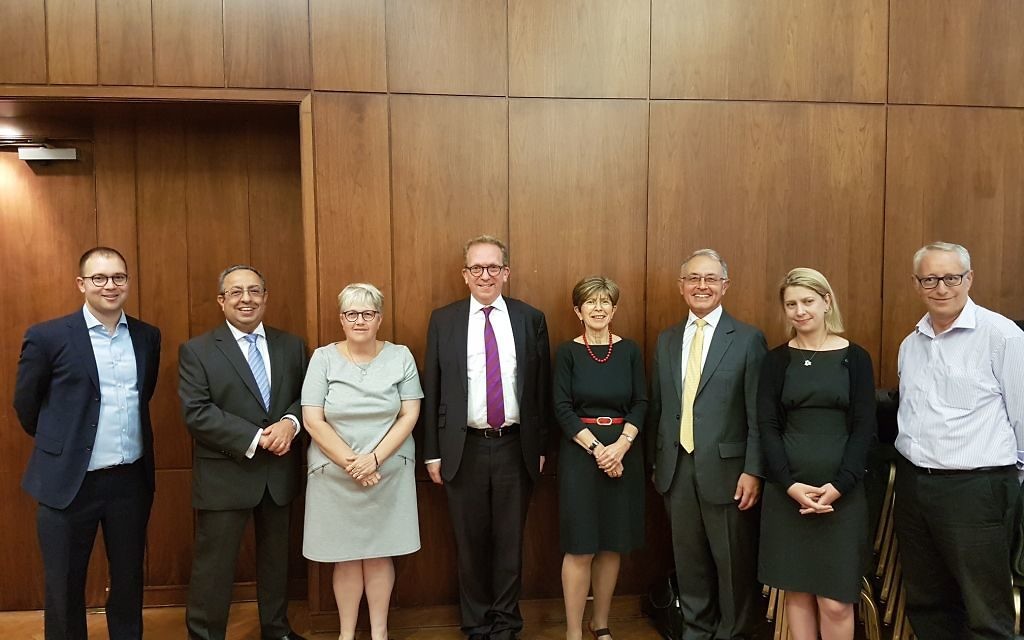L-R: Saul Taylor, Andrew Eder, Leonie Lewis, Michael Goldstein, Doreen Samuels. Maxwell Nisner, Claire Lemer and Barry Shaw