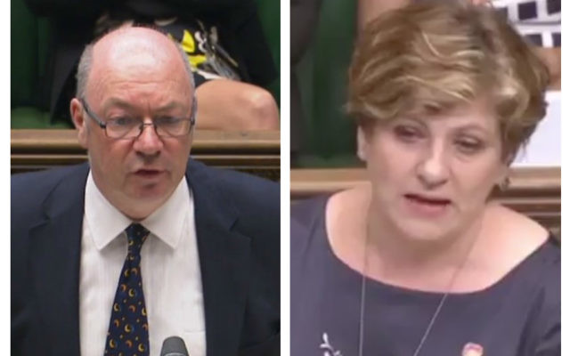 Alistair Burt (left) and Emily Thornberry (right) clashing in the Commons
