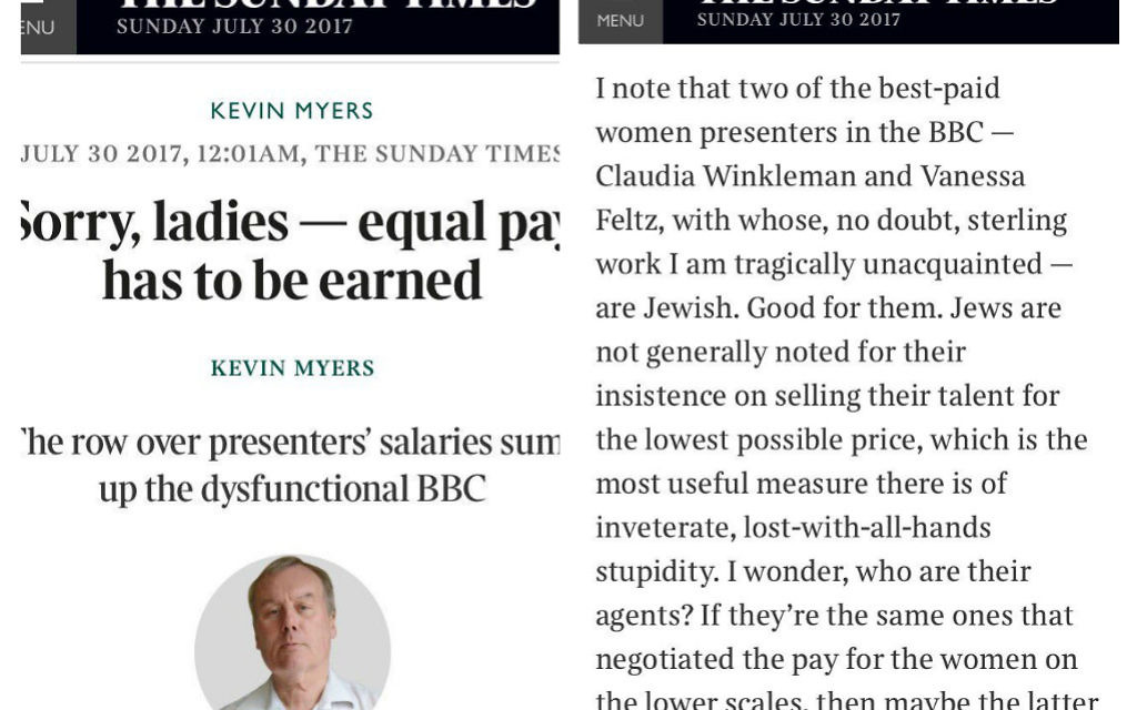 The Times article, with the offensive passage