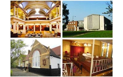 Top: Golders Green Synagogue and Kinloss in Hendon 
Bottom:Bet Tikvah synagogue and Staines and District United Synagogue