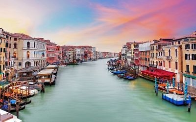 Venice Grand Canal at sunset from the Rialto Bridge