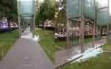 Images of the shattered glass of the Boston Holocaust memorial. Credit: Natalia Pfeifer‏ on Twitter: @talipfeifer