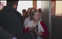 Members of Women of the Wall going through a security checkpoint at the Western Wall