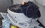 Bucket on fire on a tube train at Parsons Green station in west London amid reports of an explosion. 

Photo credit should read: Sylvain Pennec/PA Wire