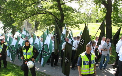 Members of the neo-Nazi organization Swedish Resistance Movement (Svenska motståndsrörelsen) taking part in a nationalist demonstration in Stockholm on National Day

Source: Wikimedia Commons