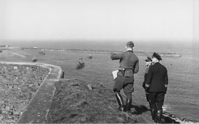 Germans inspecting harbour from Fort Albert on Alderney Island