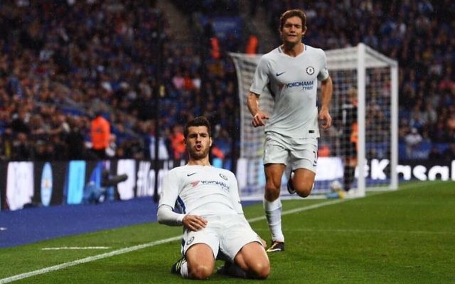 Alvaro Morata opened the scoring for Chelsea - and called for supoorters to stop singing an anti-Semitic chant about him