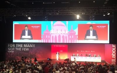 Mike Katz of the Jewish Labour Movement addressing the Labour annual conference. 

Picture credit: @JewishLabour  on Twitter