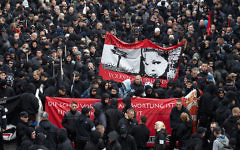 Neo-Nazi demonstration in Leipzig, Germany  met with anti-fascist protestors