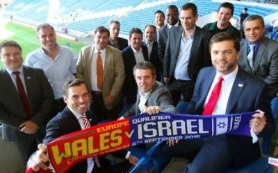 Stephen Crabb watching Wales versus Israel, 2015 (Front right)