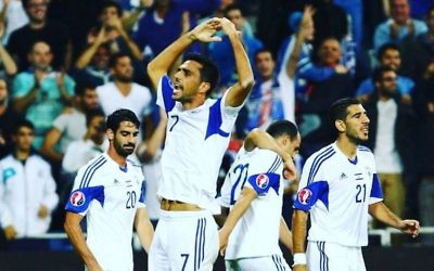 Eran Zahavi celebrates one of the seven goals he scored for the national team