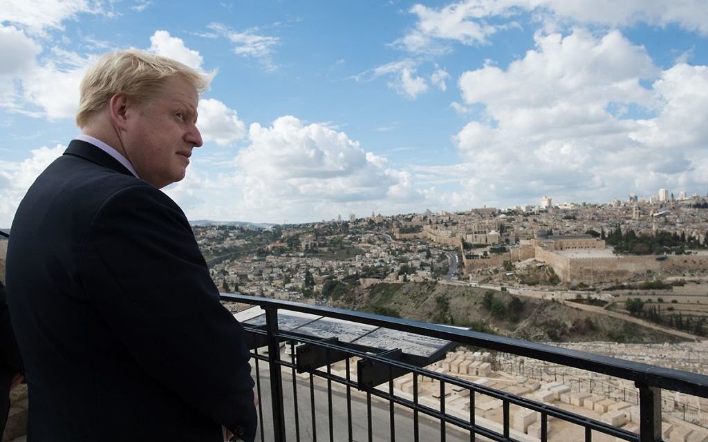 Boris Johnson looks out over the Old City of Jerusalem from the Mount of Olives during his trade visit to Israel (2015). 

Photo credit: Stefan Rousseau/PA Wire