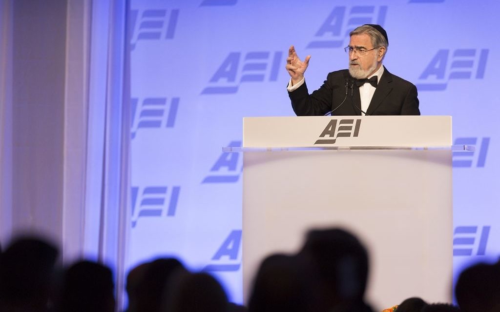 Lord Sacks addressing the AEI annual dinner 

Credit: AEI, Eliot VanOtteren.