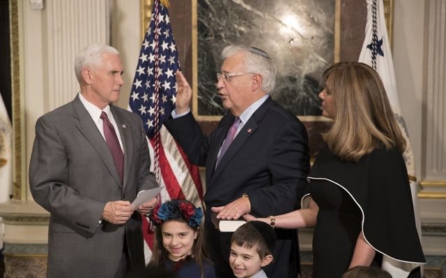 David Friedman being sworn in by Vice President Mike Pence