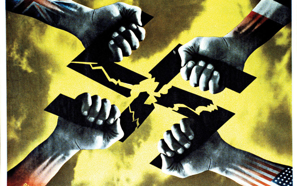 The anti-Nazi poster Four Hands by FHK Henrion was distributed across Europe after the fall of the Third Reich