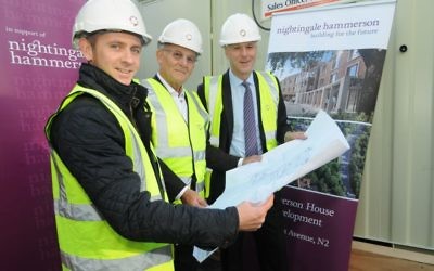 Builders at Hammerson House as the first stage redevelopment begins