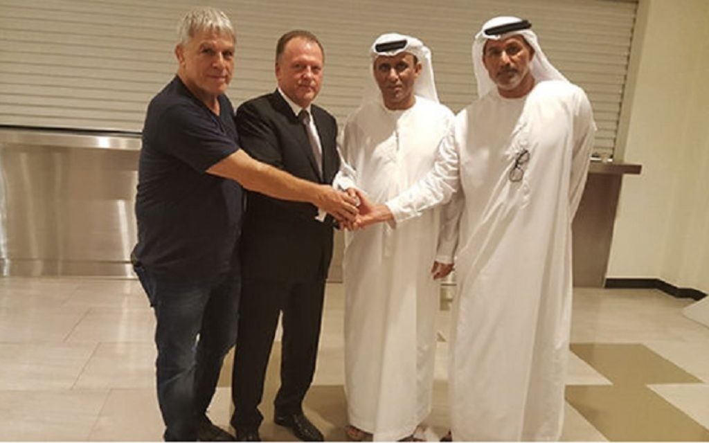 Israel Judo Association President Moshe Ponte, International Judo Federation President Marius Vizer, UAE Judo President H.E Al Darie and UAE Judo, Wrestling and Kickboxing Federation General Secretary, Naser Al-Tameemi
