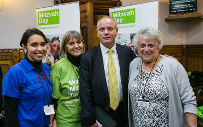 Mike Freer (centre) at a Mitzvah Day event.
