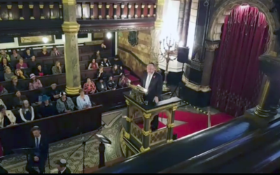 Chief Rabbi Mirvis address New West End Synagogue during the Balfour 100 event  

Source: Screenshot from video
