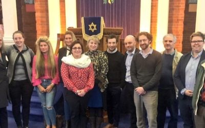 Representatives of Board of Deputies, Leeds GATE, Rene Cassin and Leeds Jewish Representative Council at United Hebrew Congregation, Leeds