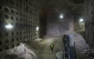 Worker walks at the construction site of a massive underground cemetery in Jerusalem. 

(AP Photo/Oded Balilty)