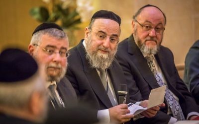 Chief Rabbi Ephraim Mirvis on the right alongside other European religious leaders