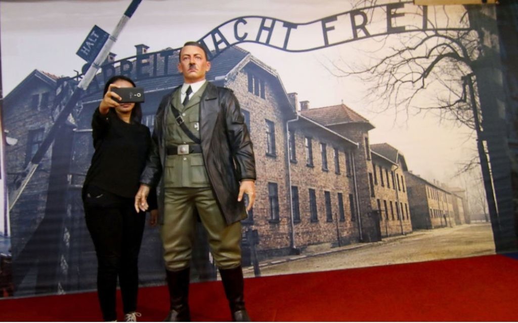 The figurine of Hitler was finally taken down after international outrage
