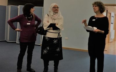 Irene Austin, Samah Nakhleh (HWSF) and Helen Singer (SAMS) giving welcome speech